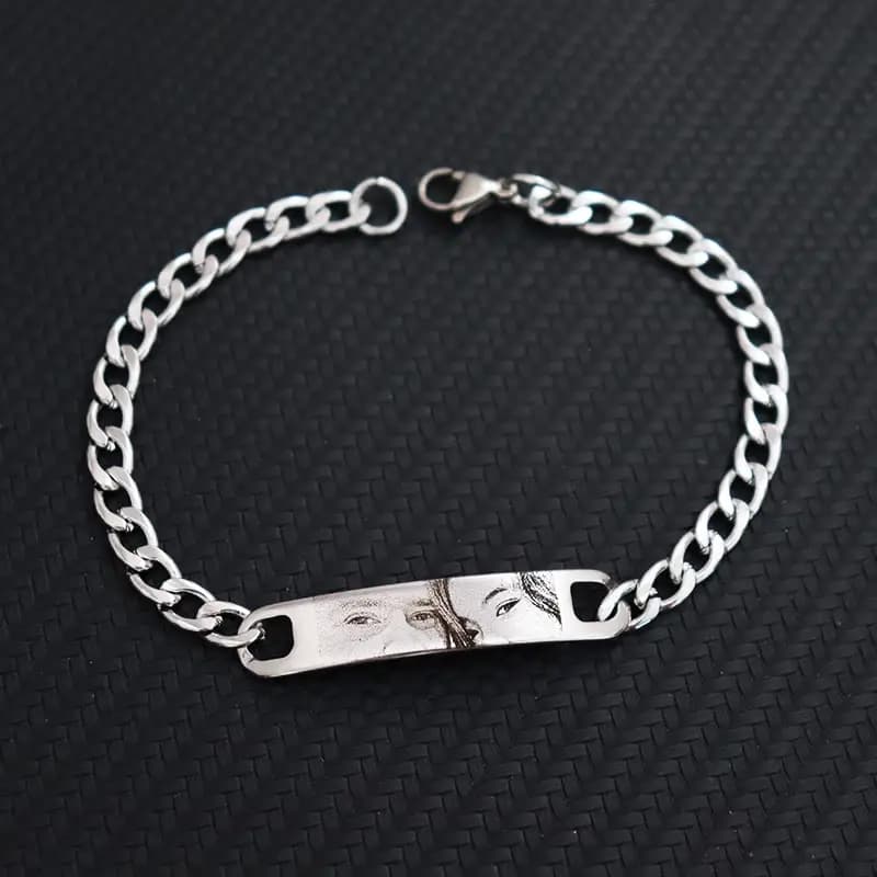 Full view of the silver bracelet with lobster clasp